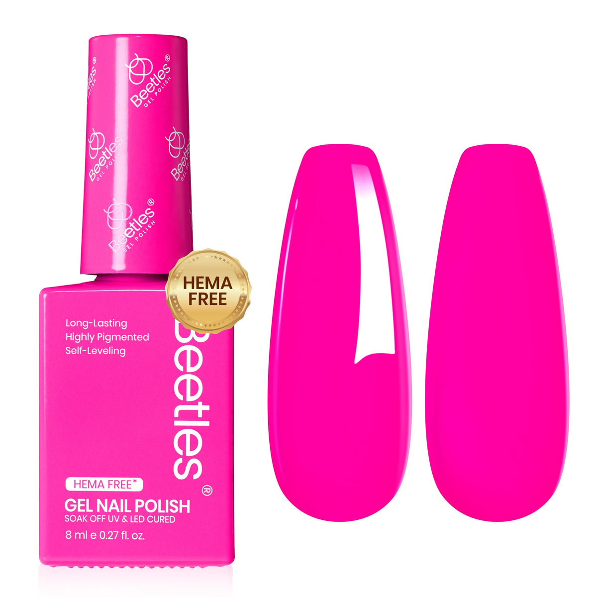 beetles Gel Polish Hot Pink Gel Nail Polish front view