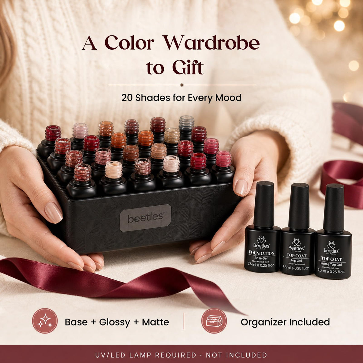 beetles gel polish in a lifestyle setting with nail tools