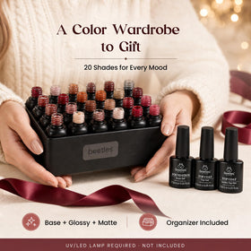 beetles gel polish in a lifestyle setting with nail tools