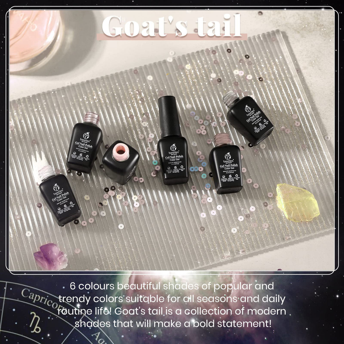 Beetles gel polish in dark gray displayed