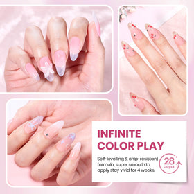 Beetles gel polish in pink shade applied on nails