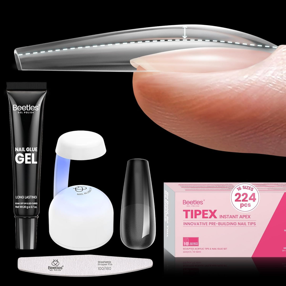 beetles Gel Polish Instant Apex Nail Tips Kit 224pcs front view