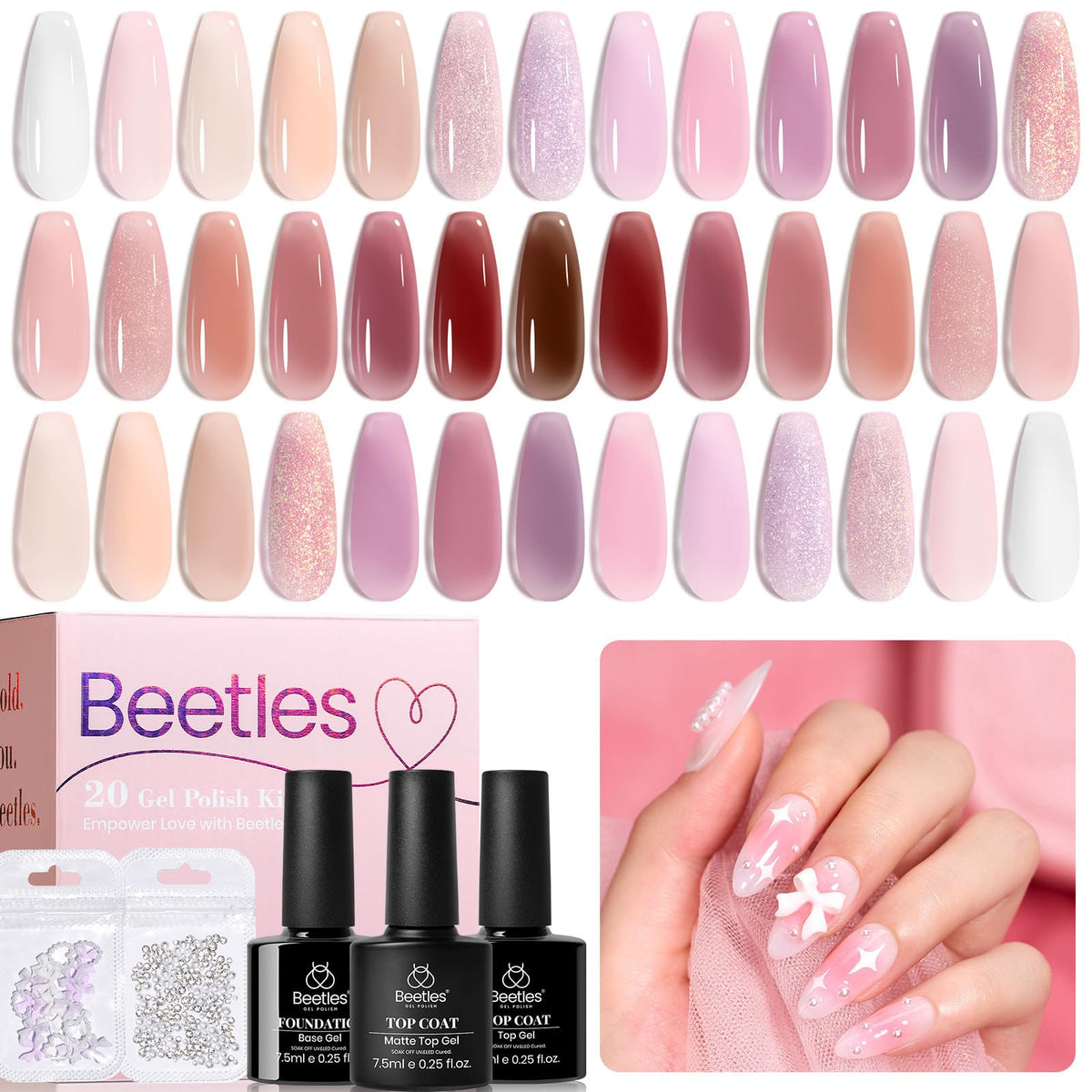 beetles Gel Polish Jelly Gel Nail Polish Set with 20 colours