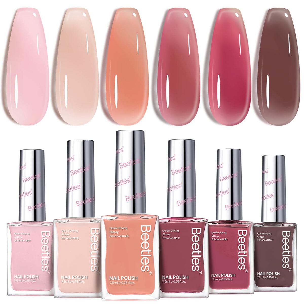 beetles Gel Polish Jelly Nail Polish Set front view with six bottles