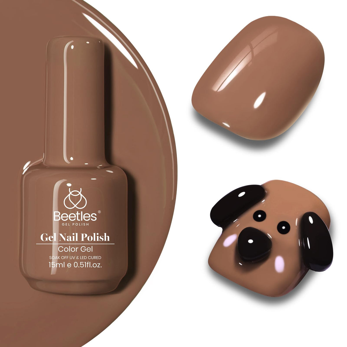 beetles Gel Polish Latte Haze dark brown gel nail polish front view