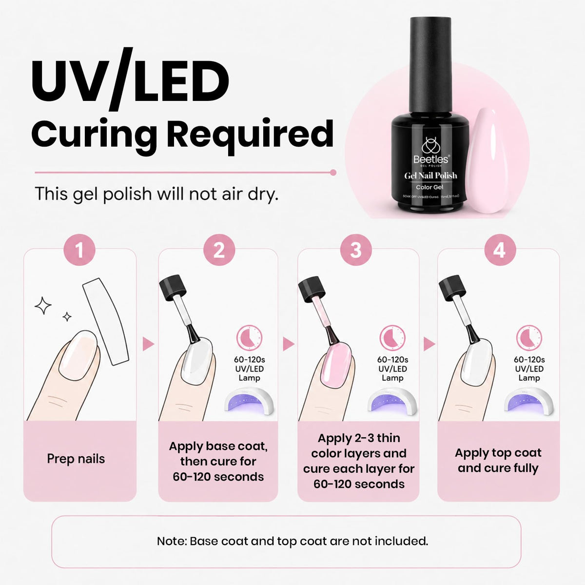 beetles Gel Polish Light Barely Pink bottle with nail tools