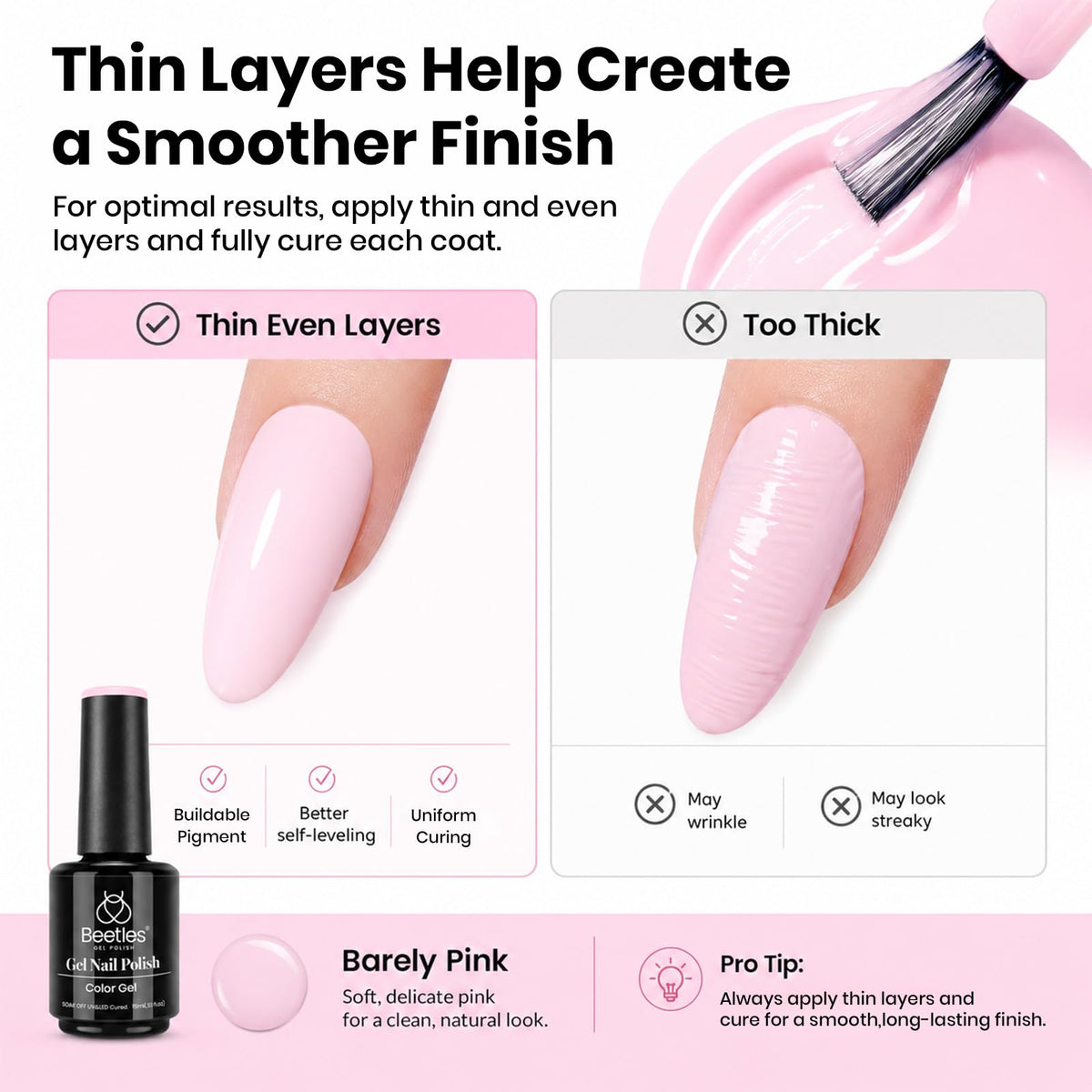 beetles Gel Polish Light Barely Pink packaging