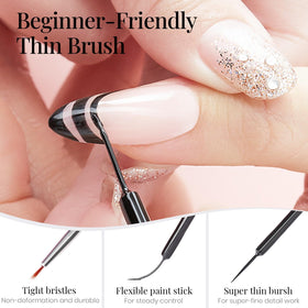 beetles Gel Polish Liner Classic Black 7ml application on nails