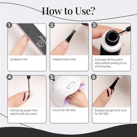 beetles Gel Polish Liner Classic Black 7ml with nail art designs