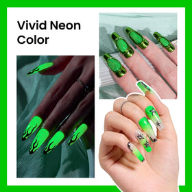 beetles Gel Polish Luminous Green Glow in the Dark applied on nails