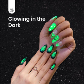 beetles Gel Polish Luminous Green Glow in the Dark with UV light setup