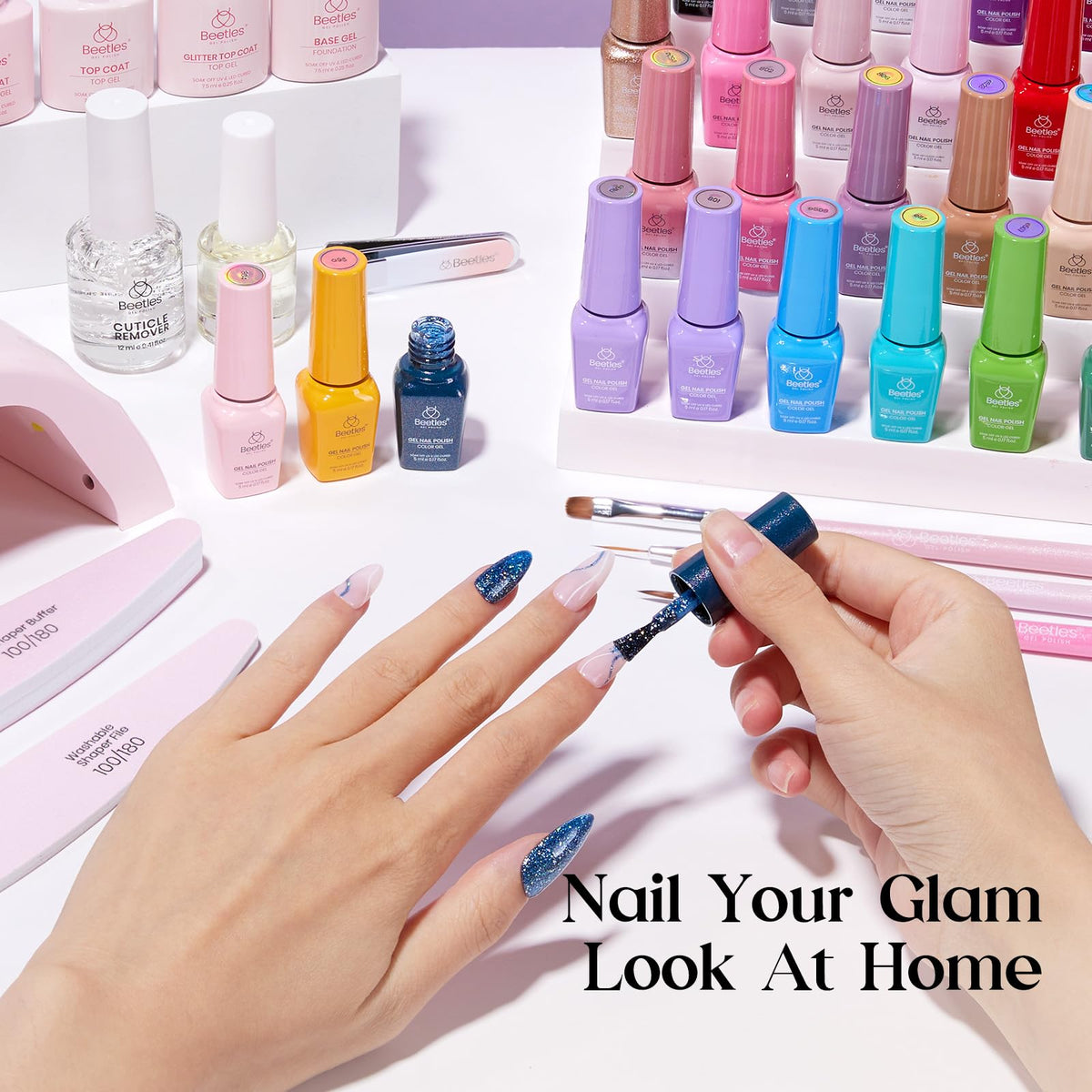 beetles Gel Polish matte top coat and glitter top coat
