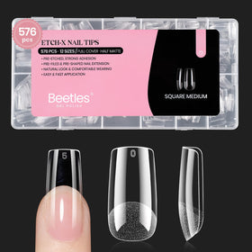 beetles Gel Polish Medium Square Nail Tips front view