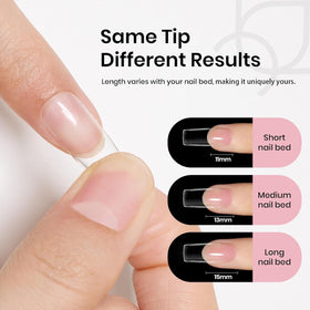 beetles Gel Polish Medium Square Nail Tips on nails