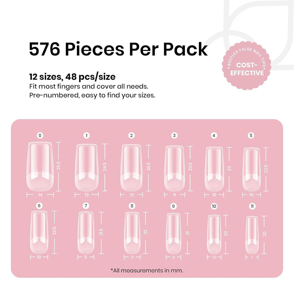 beetles Gel Polish Medium Square Nail Tips packaging