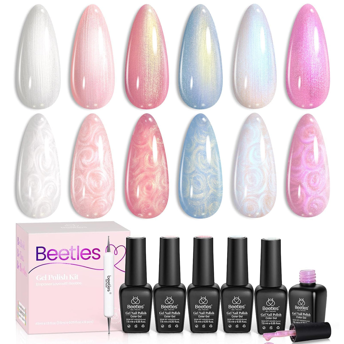 beetles Gel Polish Mermaid Set front view with six bottles