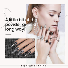 beetles Gel Polish Metallic Chrome Nail Powder application on nails