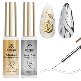beetles Gel Polish Metallic Gel Nail Polish Liner Set silver and bronze