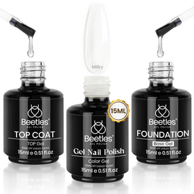 beetles Gel Polish Milky White Gel Nail Polish Set 15ml front view