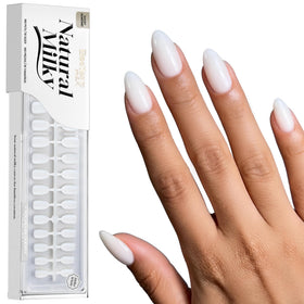 beetles Gel Polish Milky White Press on Nails front view