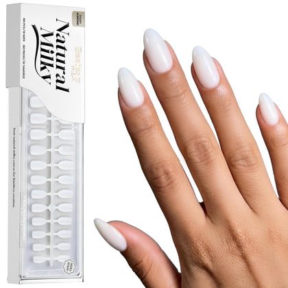 beetles Gel Polish Milky White Press on Nails front view
