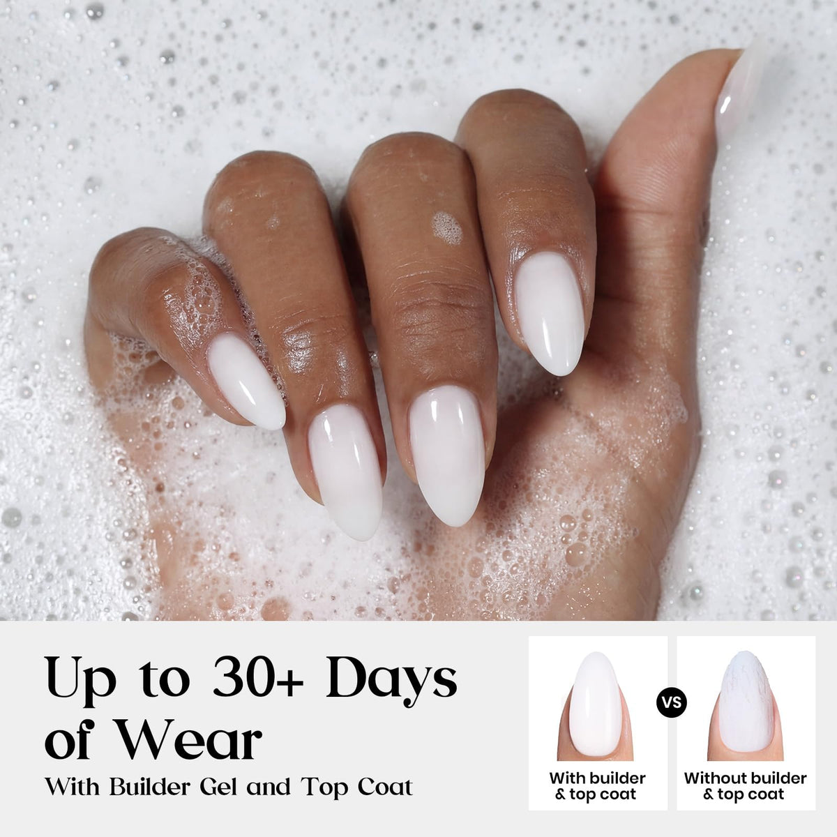 beetles Gel Polish Milky White Press on Nails showing various sizes