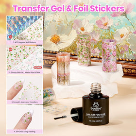beetles Gel Polish nail art foil glue and flower stickers
