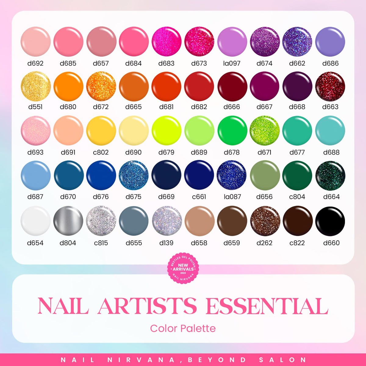 beetles Gel Polish Nail Art Gel Set 50 Colours with reflective glitter