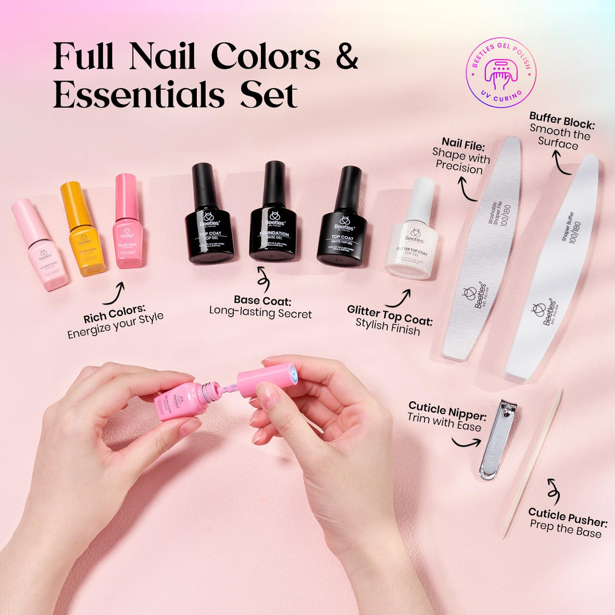 beetles Gel Polish nail clipper and wood stick