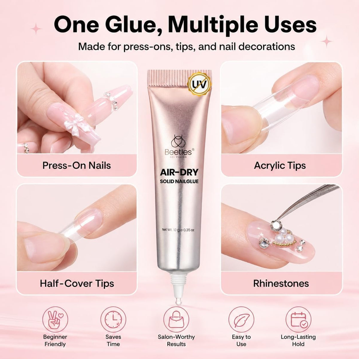 beetles Gel Polish Nail Glue 10g with press-on nails