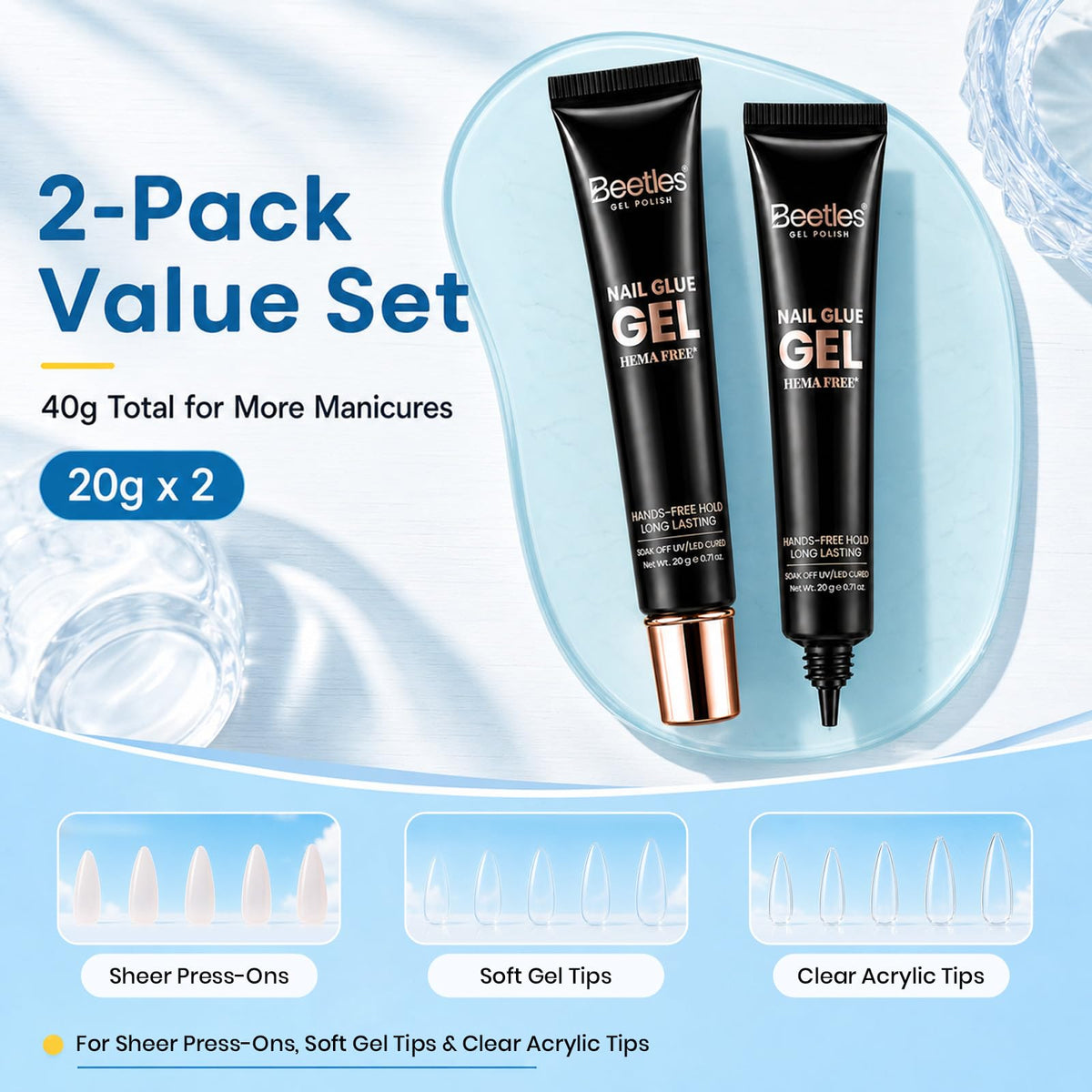 beetles Gel Polish Nail Glue curing under UV lamp
