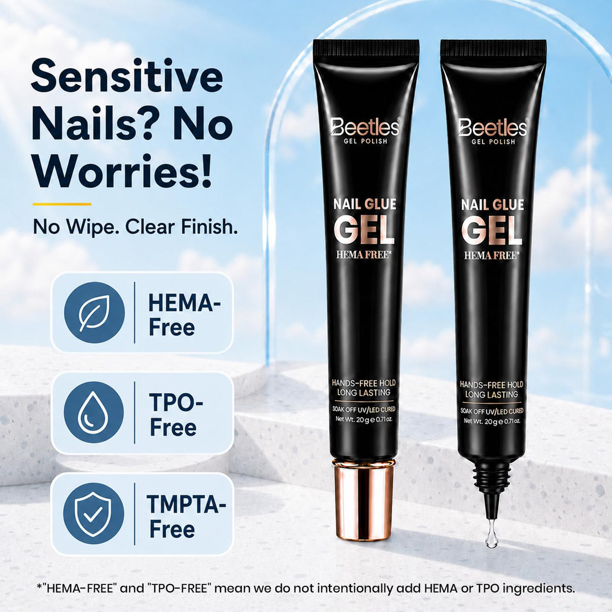 beetles Gel Polish Nail Glue packaging with 2 tubes