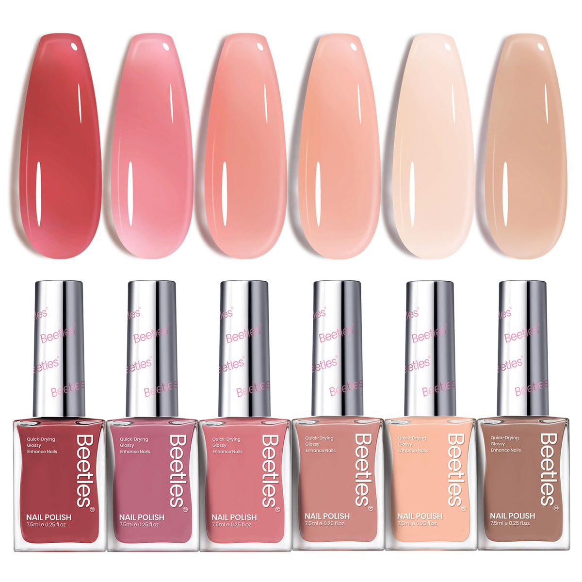 Beetles Gel Polish Nail Polish Set front view showcasing 6 vibrant shades