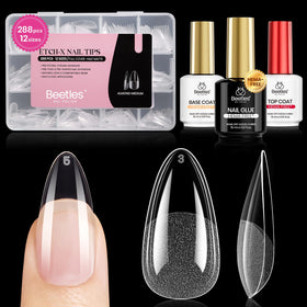 beetles Gel Polish Nail Tips 288pcs medium almond tips front view