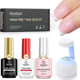 beetles Gel Polish Nail Tips Glue Kit with 15ml nail glue gel