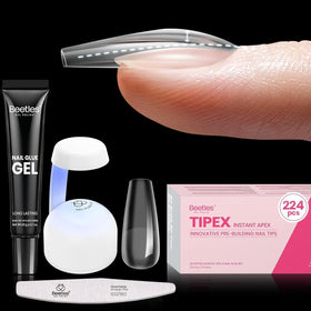 beetles Gel Polish Nail Tips Kit 224pcs medium coffin front view