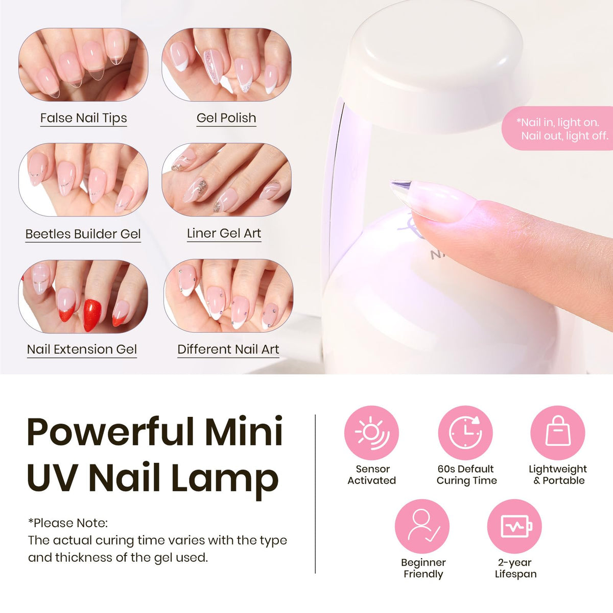 beetles Gel Polish Nail Tips Kit application process with nail tips