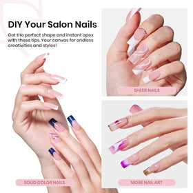 beetles Gel Polish Nail Tips Kit contents including gel glue and UV lamp