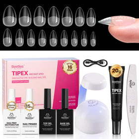 beetles Gel Polish Nail Tips Kit contents including tips and UV lamp