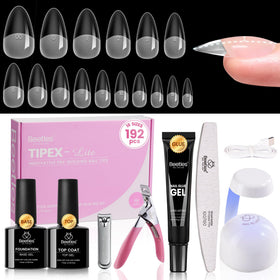beetles Gel Polish Nail Tips Kit front view with 192 medium almond tips