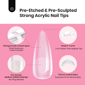 beetles Gel Polish Nail Tips Kit medium stiletto nails on hands