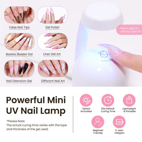 beetles Gel Polish Nail Tips Kit mini UV lamp for nail curing