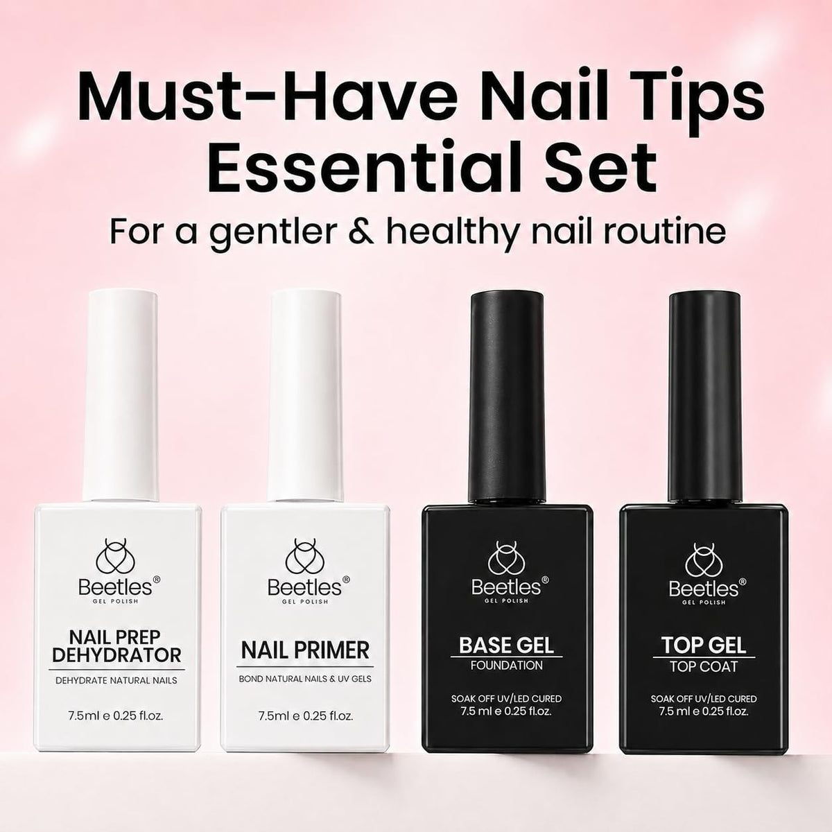 beetles Gel Polish Nail Tips Kit showing application process
