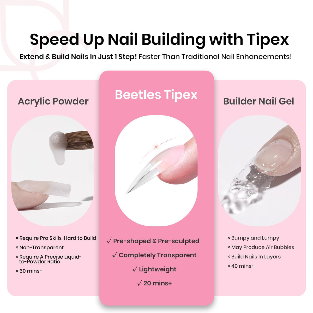 beetles Gel Polish Nail Tips Kit solid gel glue close-up