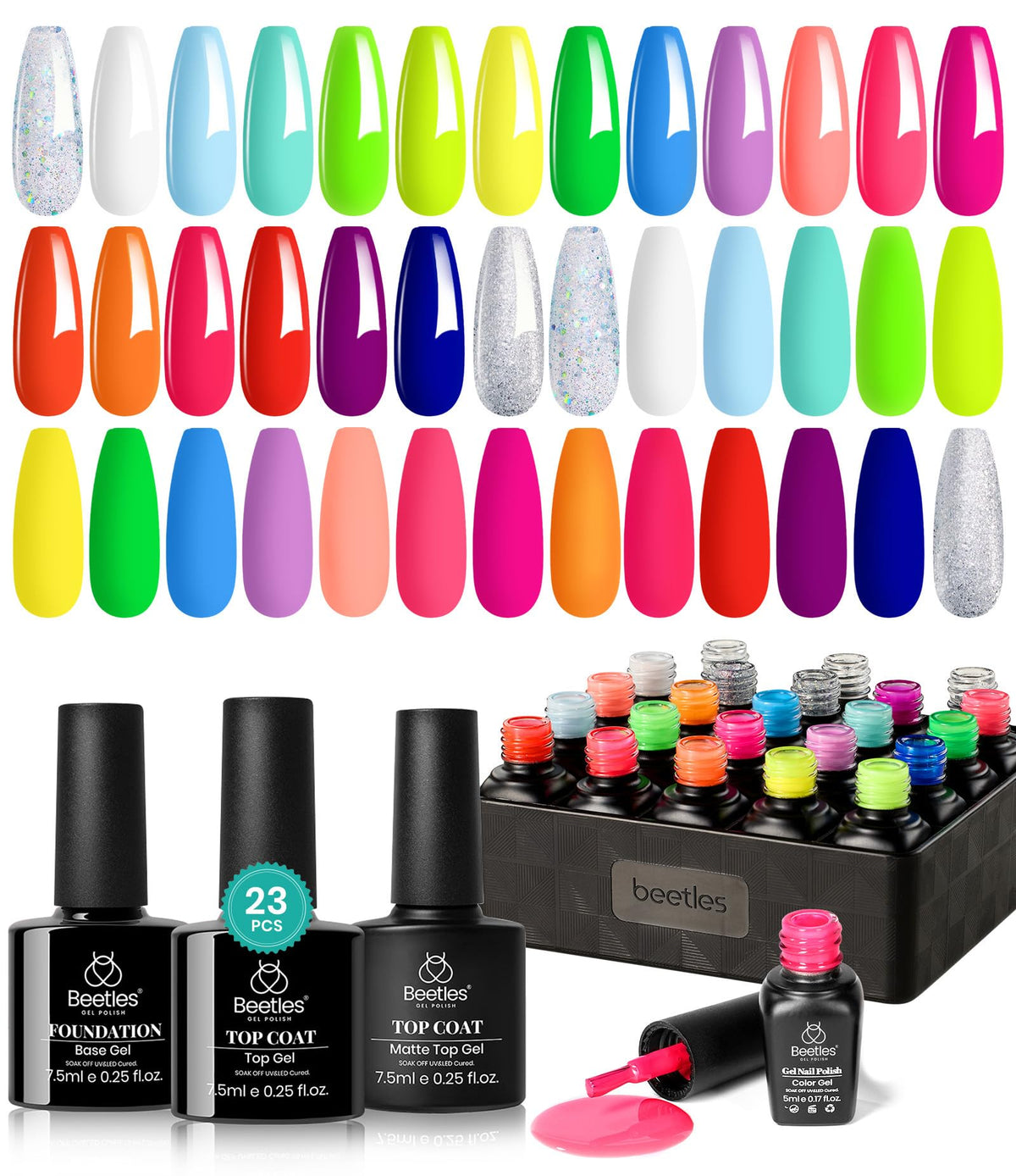 beetles Gel Polish Neon Gel Nail Polish Set 23 PCS front view