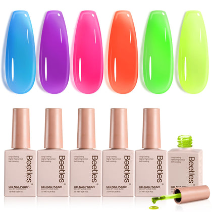 beetles Gel Polish Neon Gel Nail Polish Set with six vibrant colours