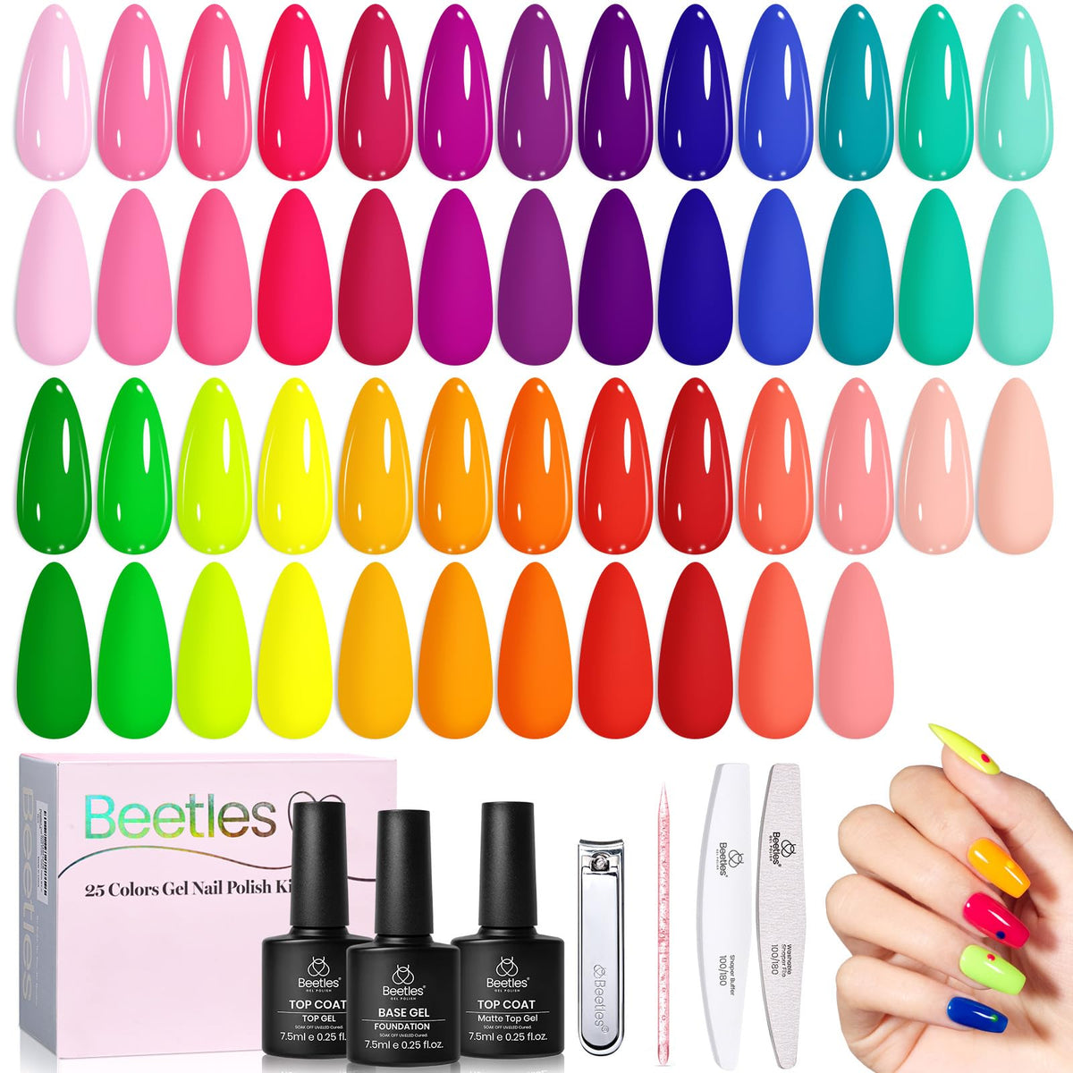 beetles Gel Polish Neon Summer Collection 25 vibrant colors front view