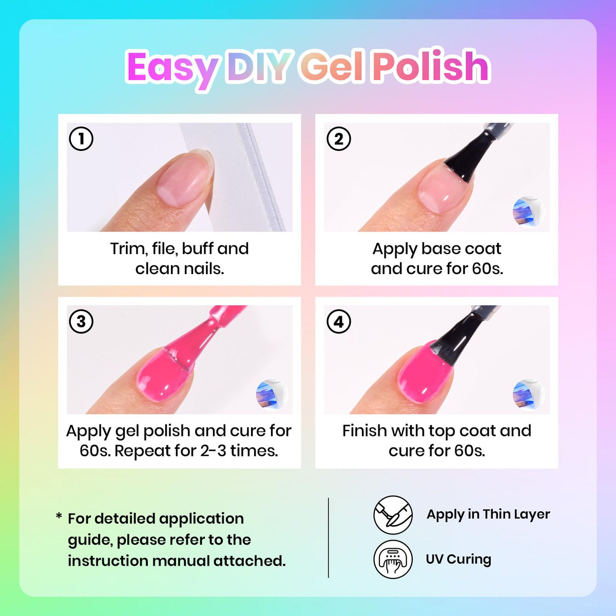 beetles Gel Polish Neon Summer Collection application on nails