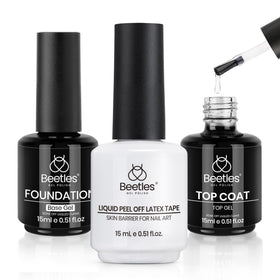 beetles Gel Polish No Wipe Gel Top Coat and Base Coat Set 15ml front view