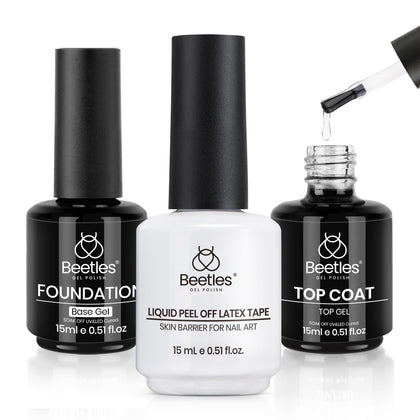 beetles Gel Polish No Wipe Gel Top Coat and Base Coat Set 15ml front view